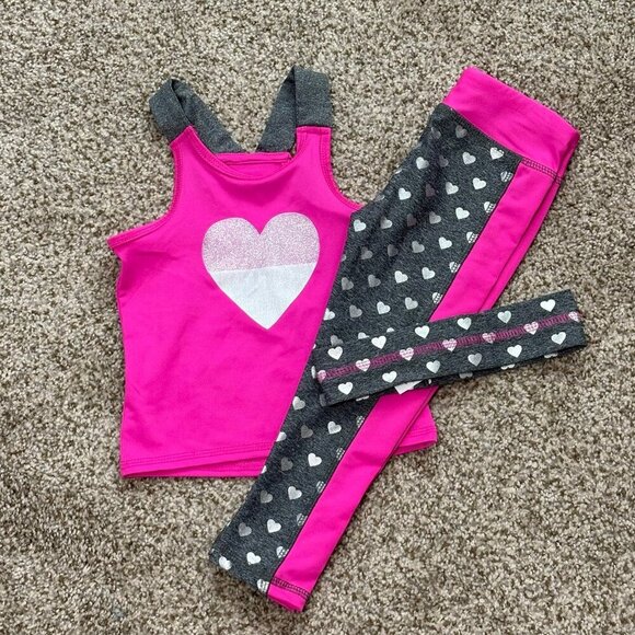 Body Glove 3-piece PinkGrey with Hearts Atheleisure Set 2T - Picture 1 of 6